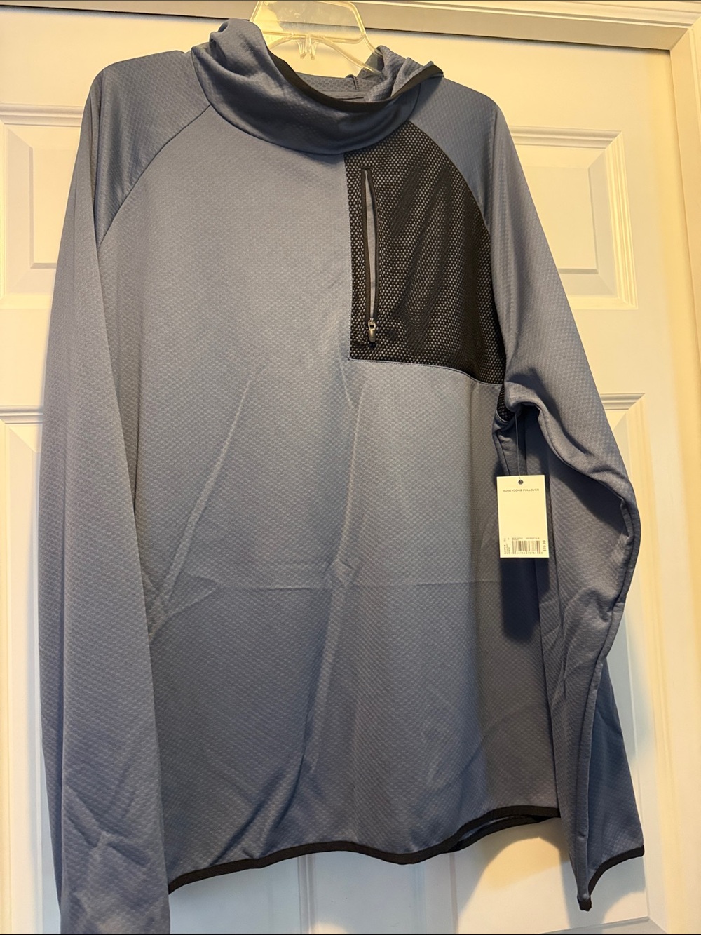 Men's Blue Pullover Jacket with Chest Zip Pocket Tek Gear Size XXL NWT